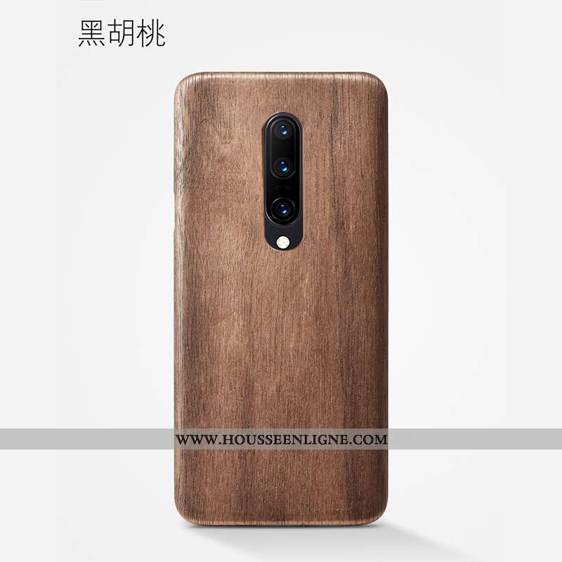 Étui Oneplus 7 En Bois Ultra Fleur Marron Délavé En Daim Tout Compris Protection