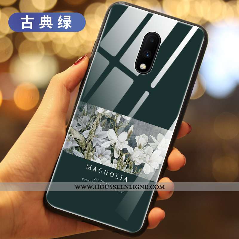 Étui Oneplus 7 Légère Silicone Ultra Tendance Téléphone Portable Fleurs Violet
