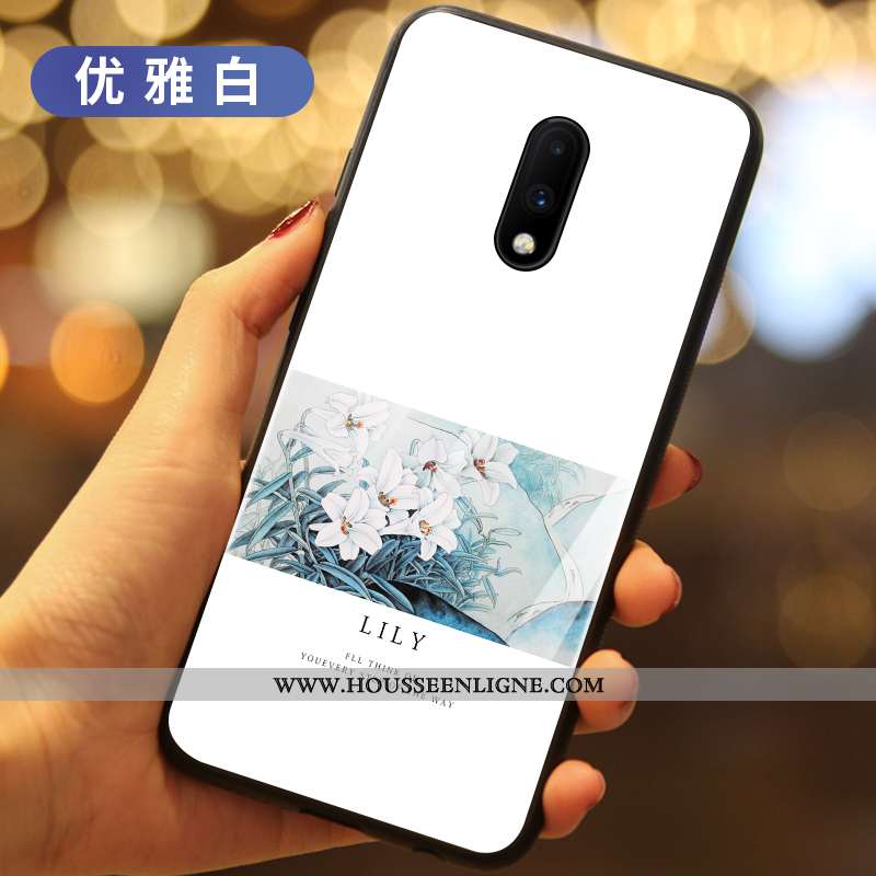 Étui Oneplus 7 Légère Silicone Ultra Tendance Téléphone Portable Fleurs Violet