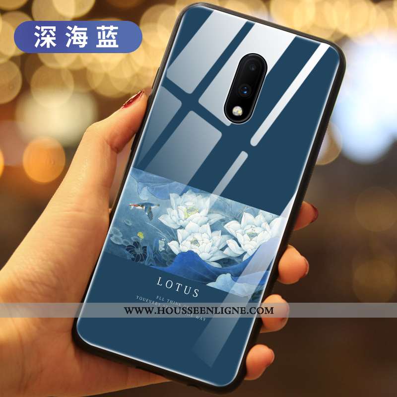 Étui Oneplus 7 Légère Silicone Ultra Tendance Téléphone Portable Fleurs Violet