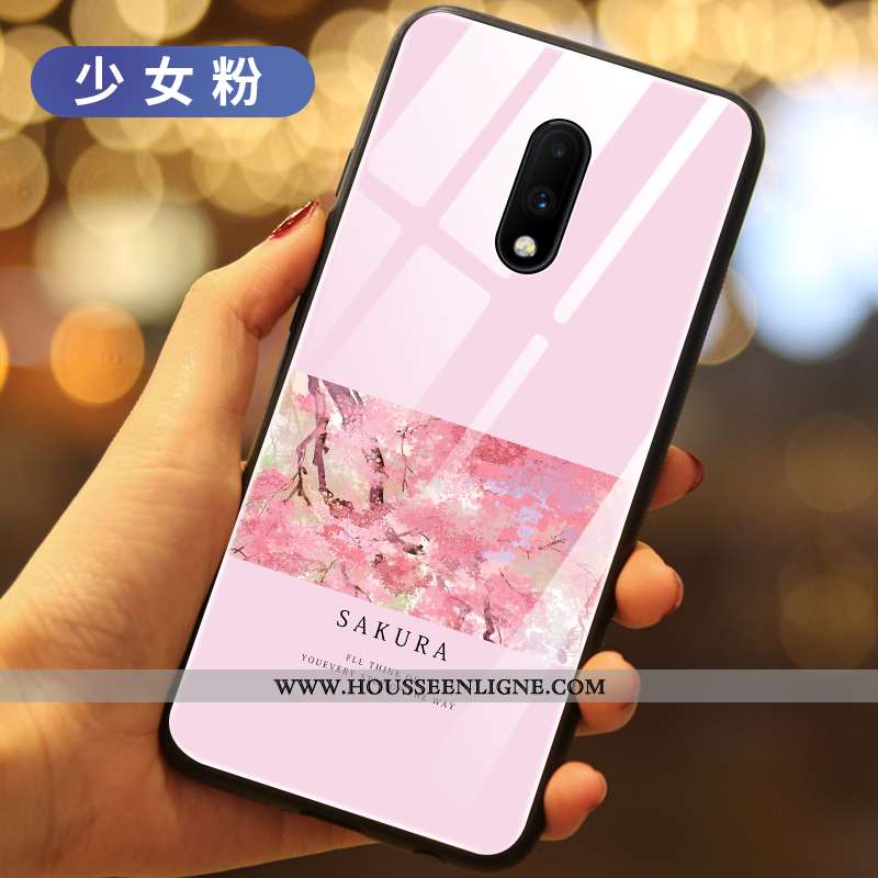 Étui Oneplus 7 Légère Silicone Ultra Tendance Téléphone Portable Fleurs Violet