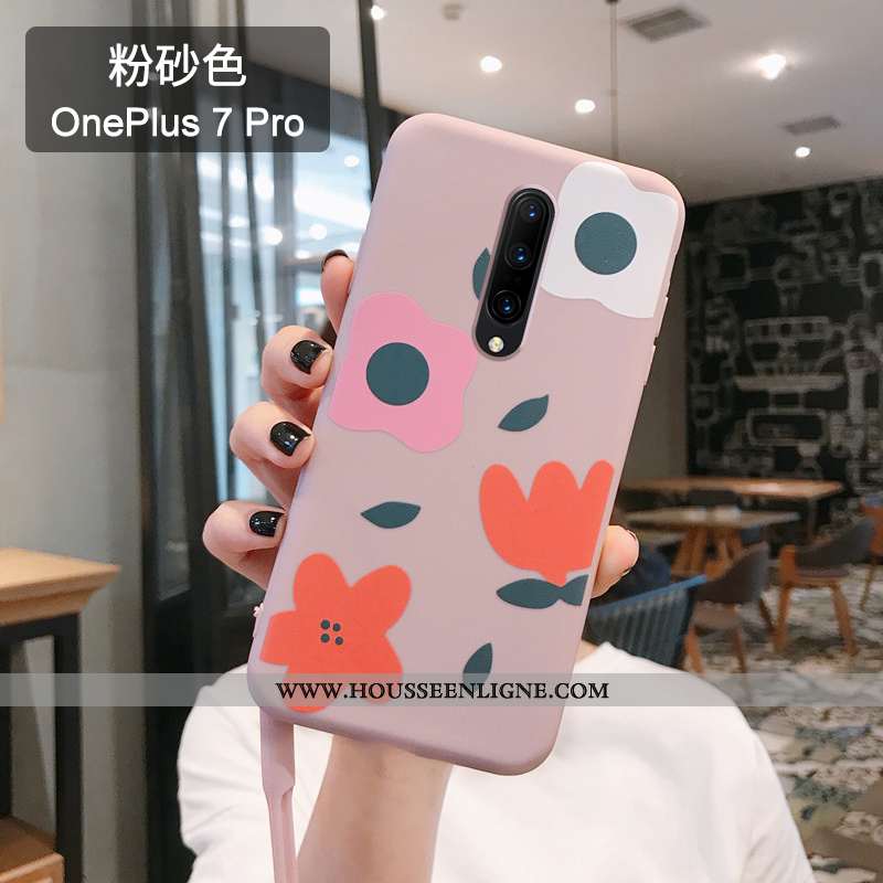 Étui Oneplus 7 Pro Légère Fluide Doux Personnalité Tendance Rose Art