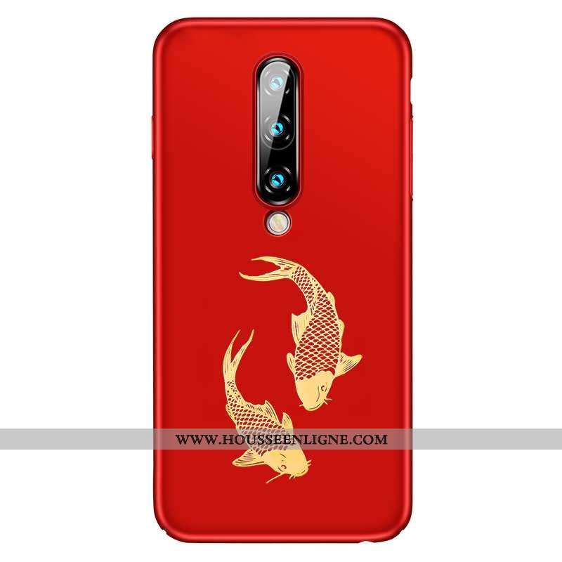 Étui Oneplus 7 Pro Protection Délavé En Daim Incassable Légère Coque Sentir Rouge