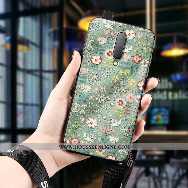 Étui Oneplus 7 Pro Protection Délavé En Daim Tout Compris Téléphone Portable Silicone Net Rouge Vert