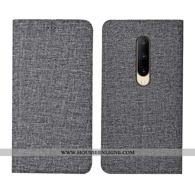 Étui Oneplus 7 Pro Protection Incassable Housse Lin Gris Tout Compris