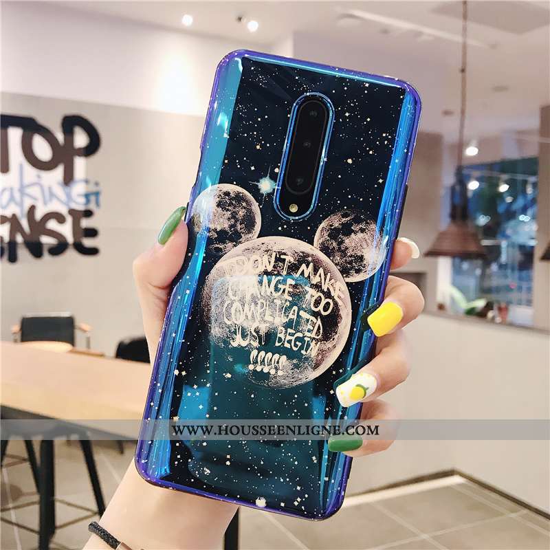 Étui Oneplus 7 Pro Protection Personnalité Tout Compris Planète Silicone Coque Bleu