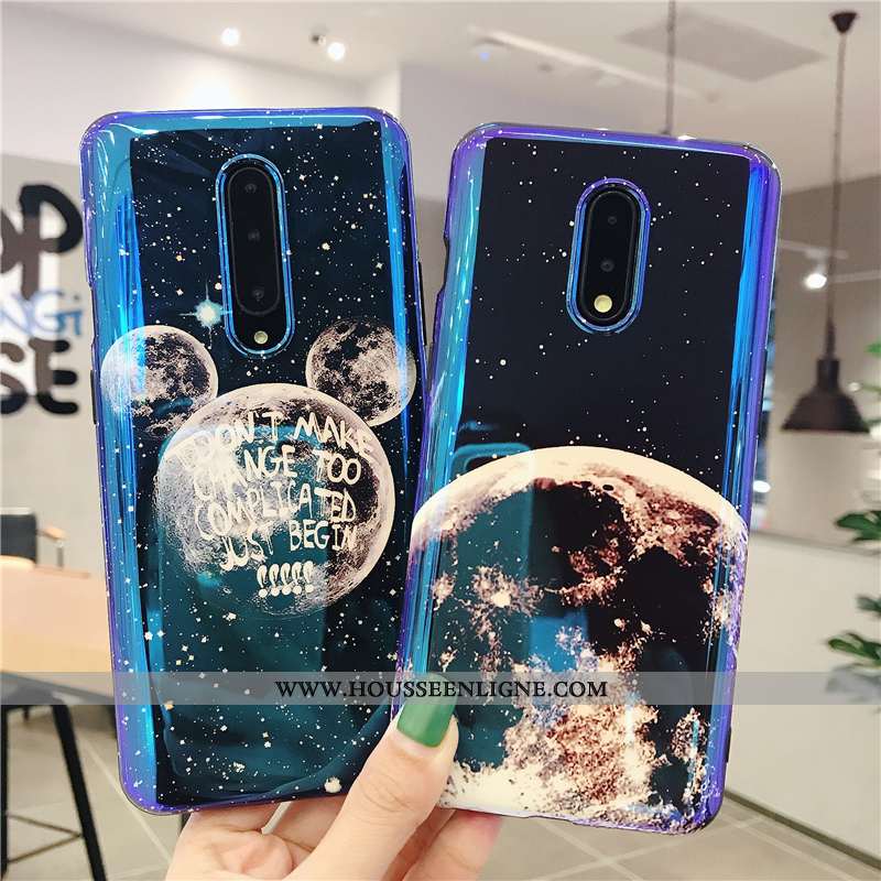 Étui Oneplus 7 Pro Protection Personnalité Tout Compris Planète Silicone Coque Bleu