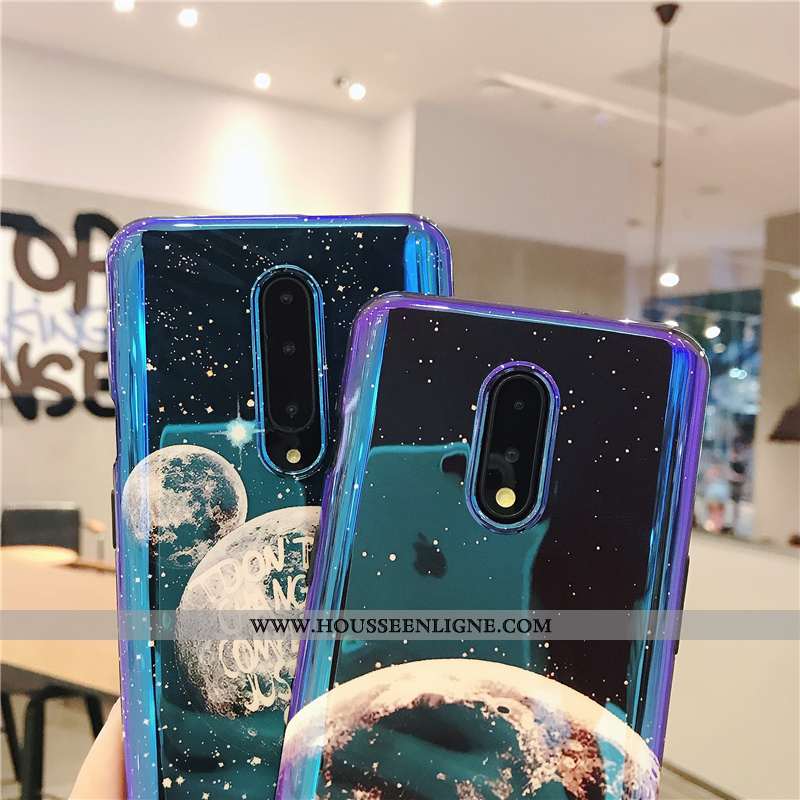 Étui Oneplus 7 Pro Protection Personnalité Tout Compris Planète Silicone Coque Bleu