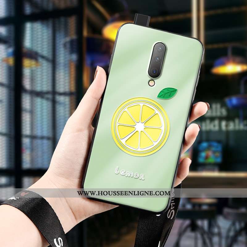 Étui Oneplus 7 Pro Protection Verre Luxe Jaune Net Rouge Fruit Miroir