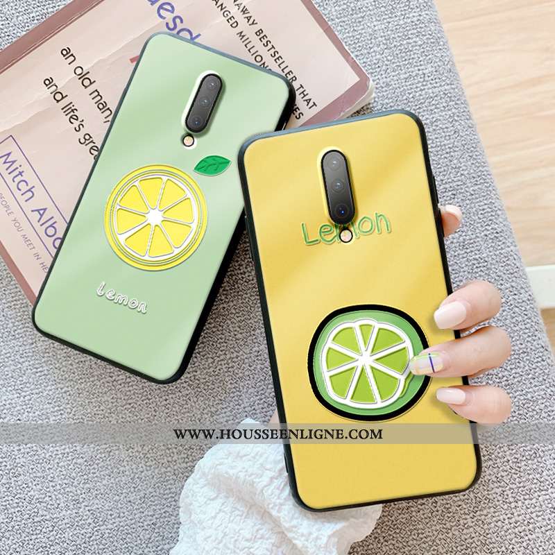Étui Oneplus 7 Pro Protection Verre Luxe Jaune Net Rouge Fruit Miroir