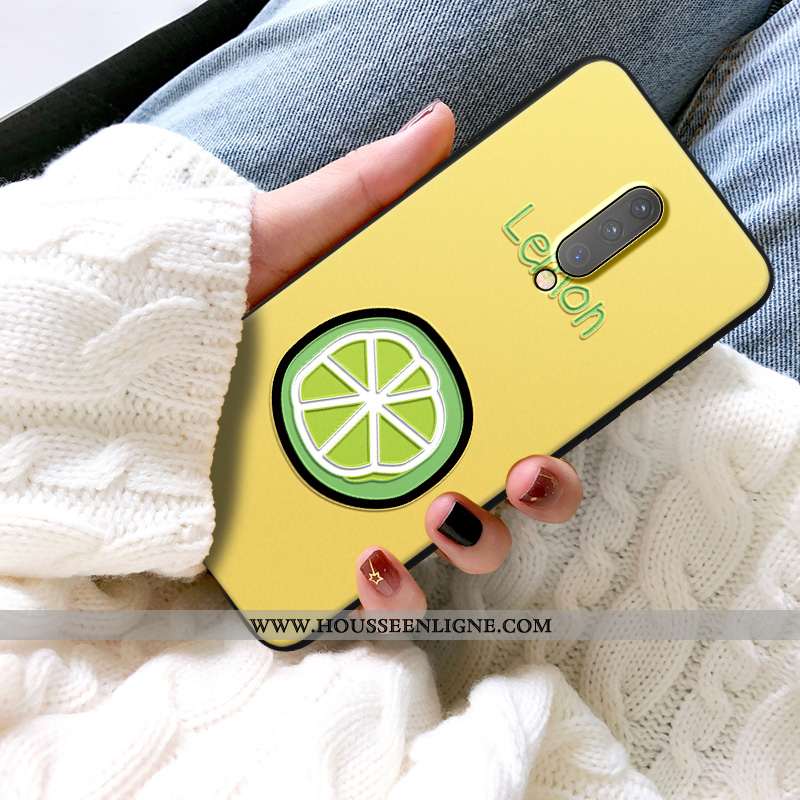 Étui Oneplus 7 Pro Protection Verre Luxe Jaune Net Rouge Fruit Miroir
