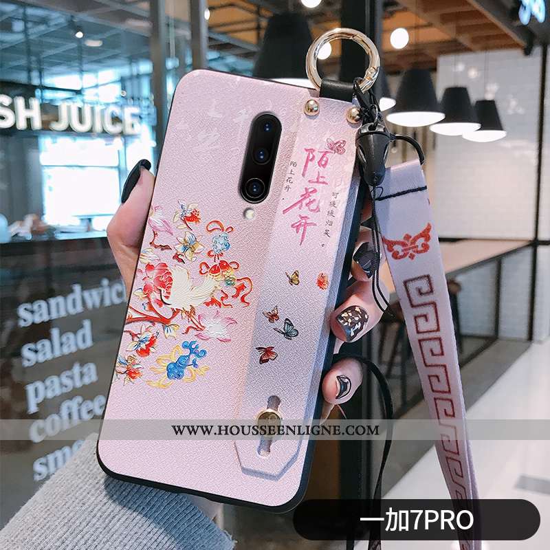 Étui Oneplus 7 Pro Silicone Protection Nouveau Simple Fleur Ultra Créatif Bleu