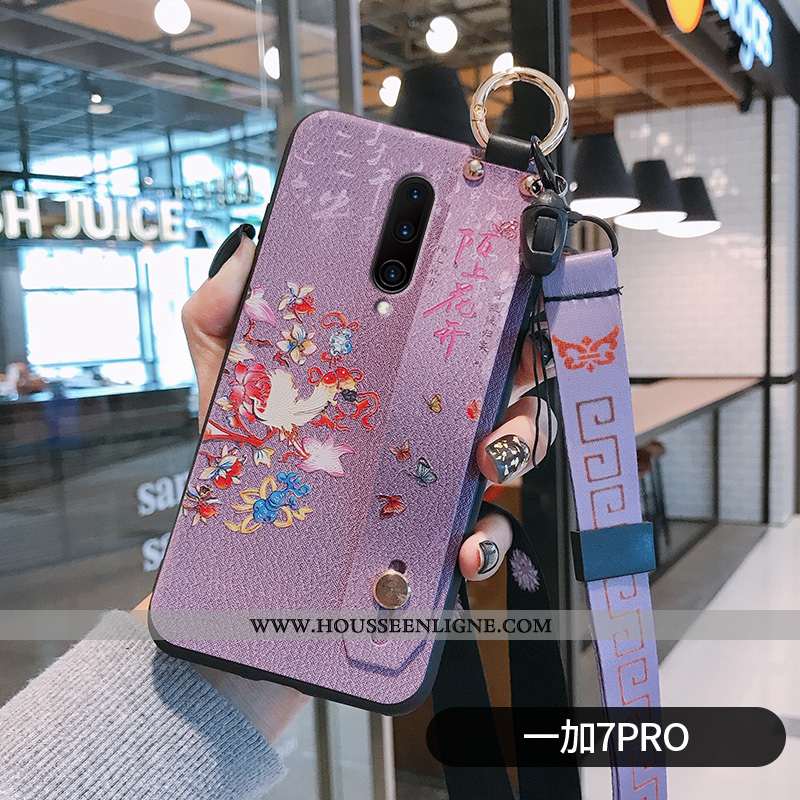 Étui Oneplus 7 Pro Silicone Protection Nouveau Simple Fleur Ultra Créatif Bleu