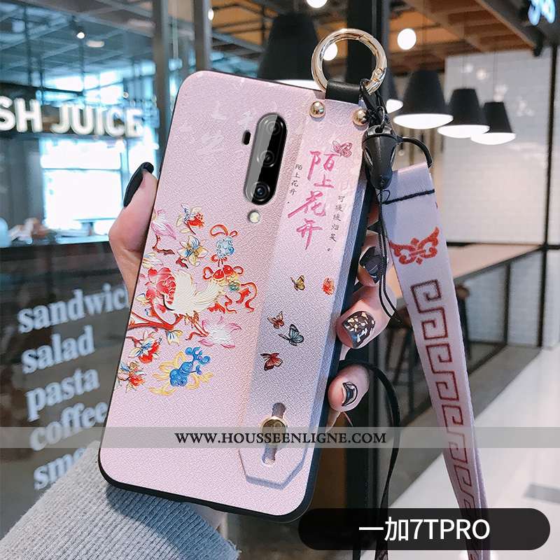 Étui Oneplus 7 Pro Silicone Protection Nouveau Simple Fleur Ultra Créatif Bleu