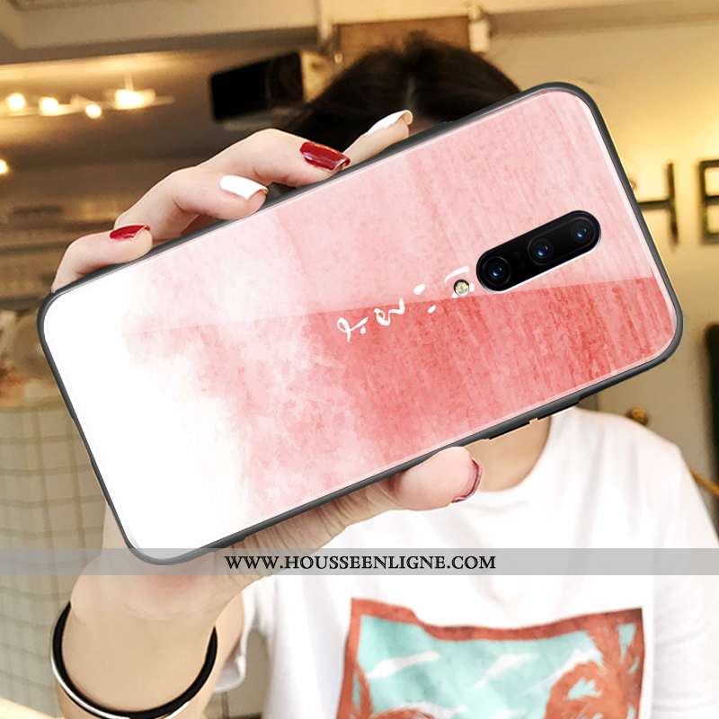 Étui Oneplus 7 Pro Ultra Tendance Verre Téléphone Portable Silicone Vent Net Rouge Bleu