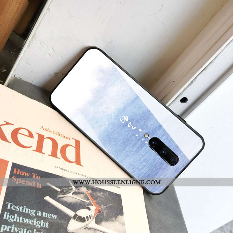 Étui Oneplus 7 Pro Ultra Tendance Verre Téléphone Portable Silicone Vent Net Rouge Bleu