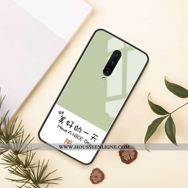 Étui Oneplus 7 Pro Verre Personnalité Créatif Amoureux Vent Protection Téléphone Portable Verte
