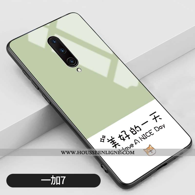 Étui Oneplus 7 Pro Verre Personnalité Créatif Amoureux Vent Protection Téléphone Portable Verte