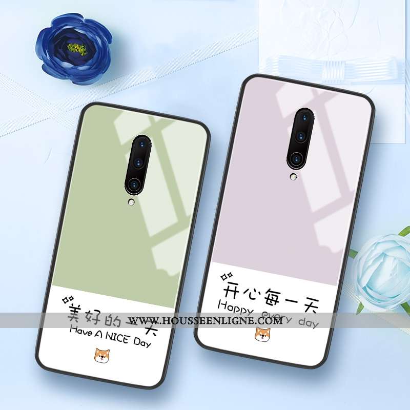 Étui Oneplus 7 Pro Verre Personnalité Créatif Amoureux Vent Protection Téléphone Portable Verte