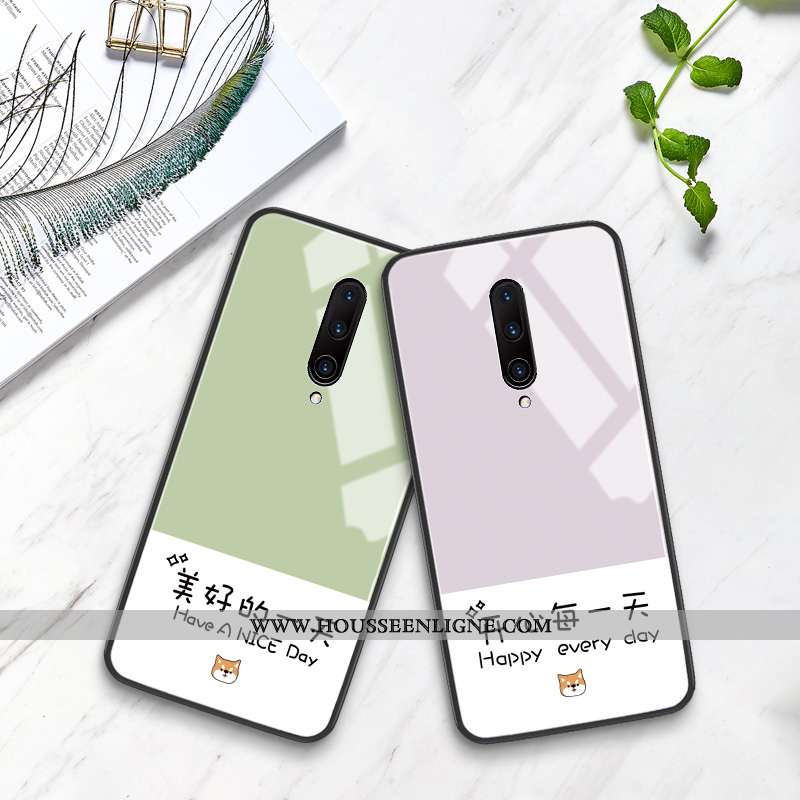 Étui Oneplus 7 Pro Verre Personnalité Créatif Amoureux Vent Protection Téléphone Portable Verte