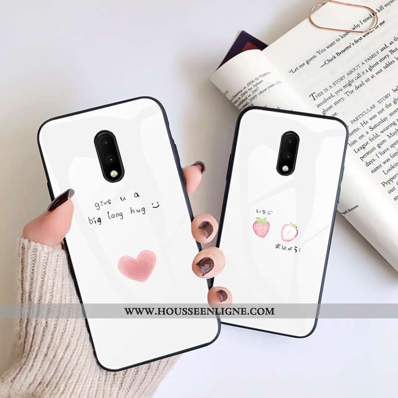 Étui Oneplus 7 Pro Verre Protection Téléphone Portable Incassable Tout Compris Miroir Blanche