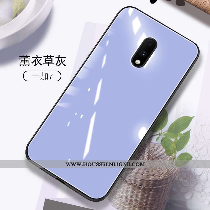Étui Oneplus 7 Protection Verre Coque Tendance Créatif Couleur Unie Verte