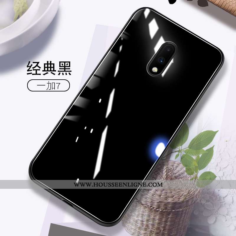 Étui Oneplus 7 Protection Verre Coque Tendance Créatif Couleur Unie Verte