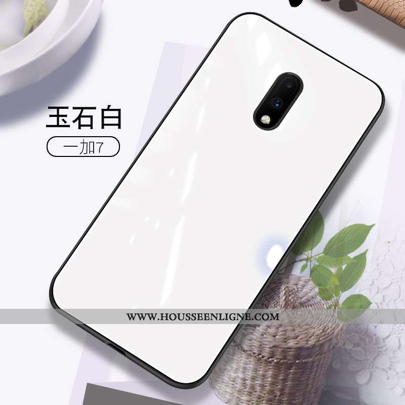 Étui Oneplus 7 Protection Verre Coque Tendance Créatif Couleur Unie Verte