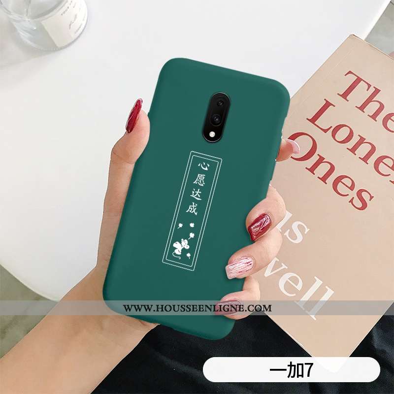 Étui Oneplus 7 Silicone Mode Légère Net Rouge Tout Compris Délavé En Daim Cœur Verte