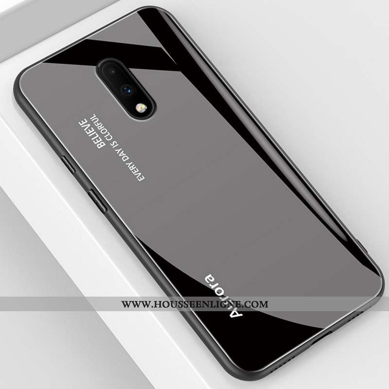 Étui Oneplus 7 Verre Délavé En Daim Miroir Silicone Net Rouge Ultra Créatif Bleu