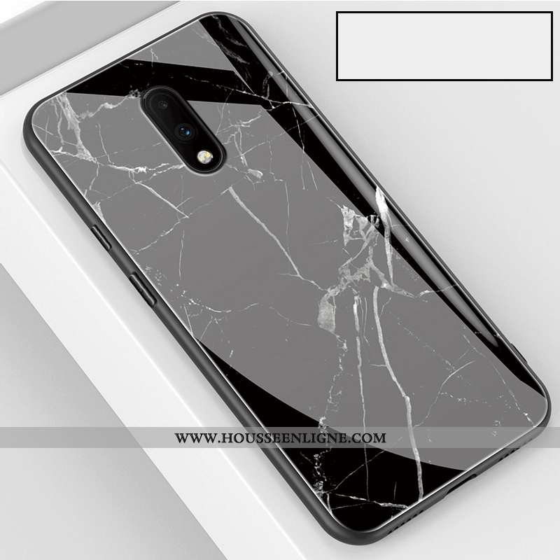 Étui Oneplus 7 Verre Délavé En Daim Miroir Silicone Net Rouge Ultra Créatif Bleu
