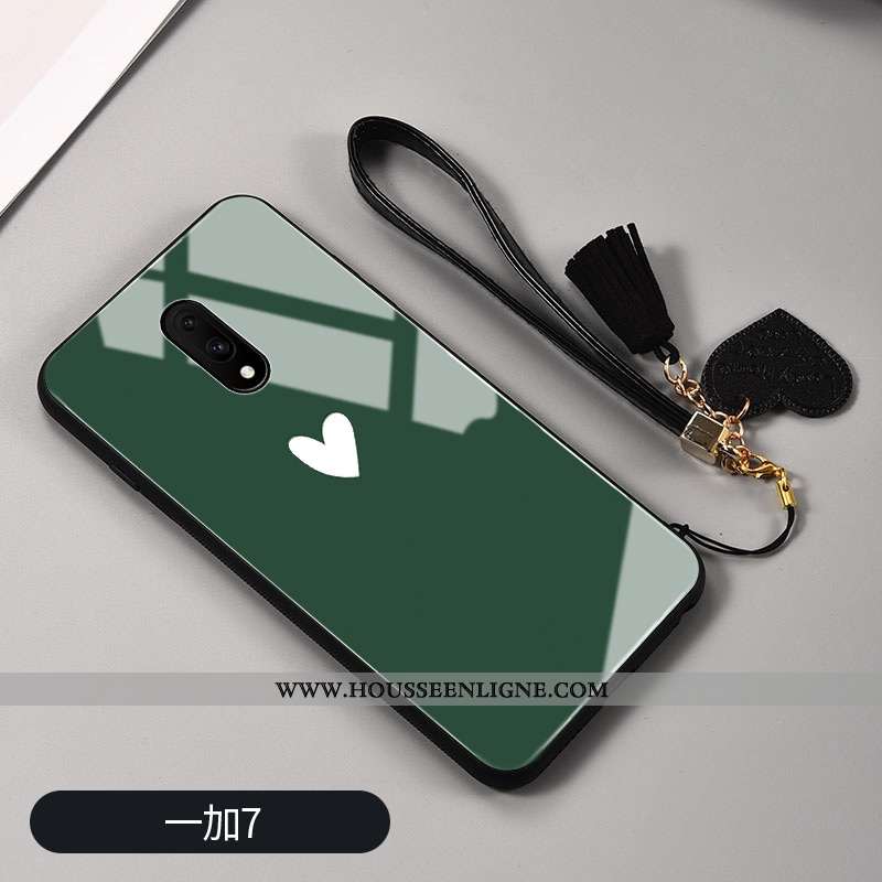 Étui Oneplus 7 Verre Personnalité Tendance Téléphone Portable Peinte À La Main Tout Compris Verte