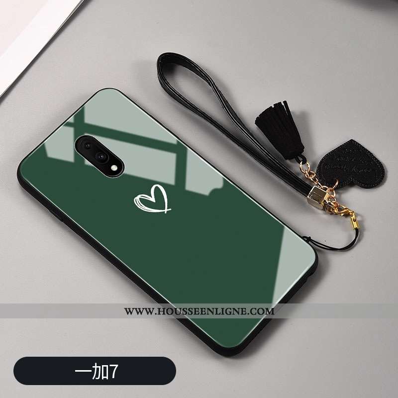 Étui Oneplus 7 Verre Personnalité Tendance Téléphone Portable Peinte À La Main Tout Compris Verte