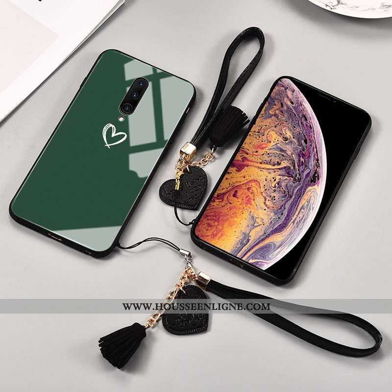 Étui Oneplus 7 Verre Personnalité Tendance Téléphone Portable Peinte À La Main Tout Compris Verte