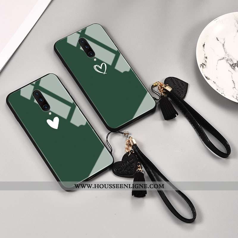 Étui Oneplus 7 Verre Personnalité Tendance Téléphone Portable Peinte À La Main Tout Compris Verte