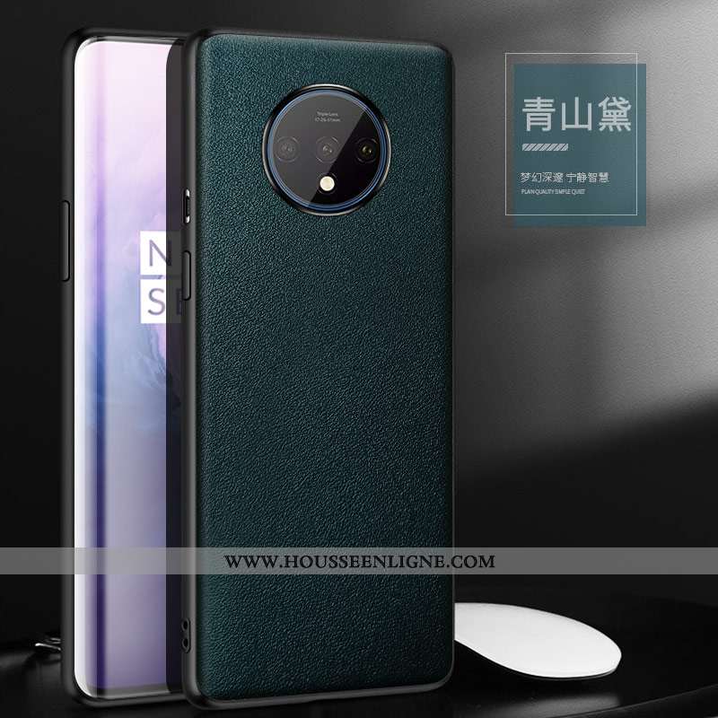 Étui Oneplus 7t Créatif Cuir Véritable Incassable Personnalité Luxe Orange Téléphone Portable