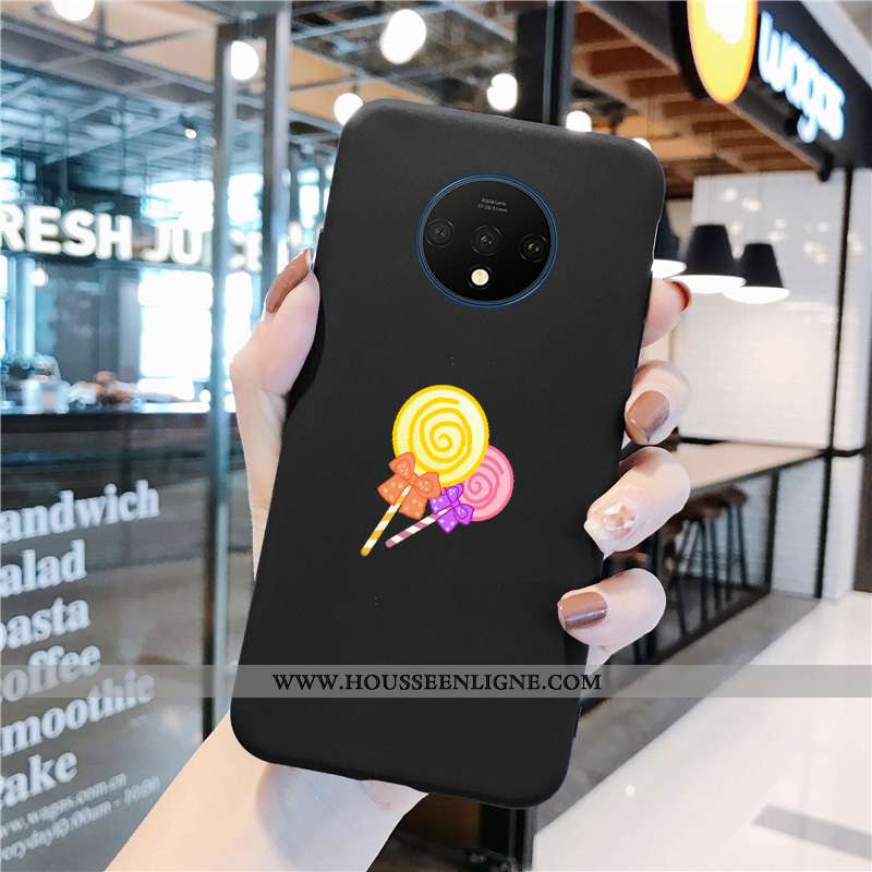 Étui Oneplus 7t Créatif Dessin Animé Charmant Protection Simple Tout Compris Noir