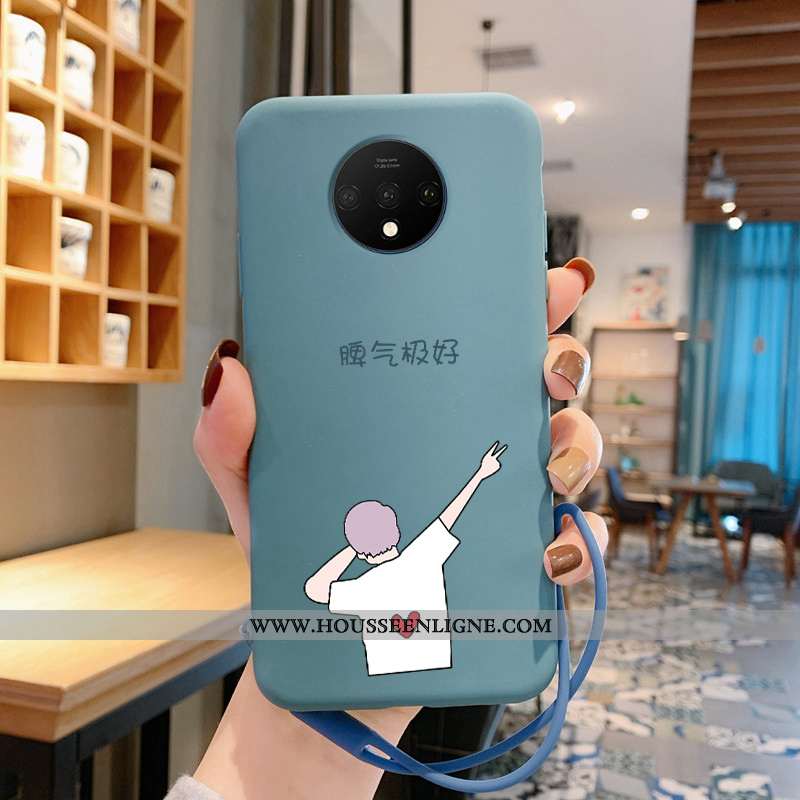 Étui Oneplus 7t Créatif Dessin Animé Coque Tout Compris Tendance Personnalité Incassable Bleu