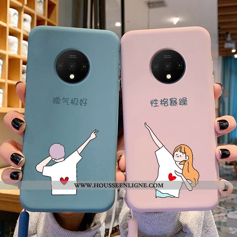 Étui Oneplus 7t Créatif Dessin Animé Coque Tout Compris Tendance Personnalité Incassable Bleu