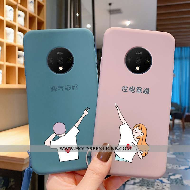 Étui Oneplus 7t Créatif Dessin Animé Coque Tout Compris Tendance Personnalité Incassable Bleu