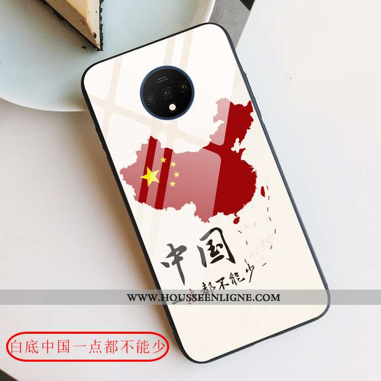 Étui Oneplus 7t Créatif Protection Verre Tout Compris Téléphone Portable Coque Rouge