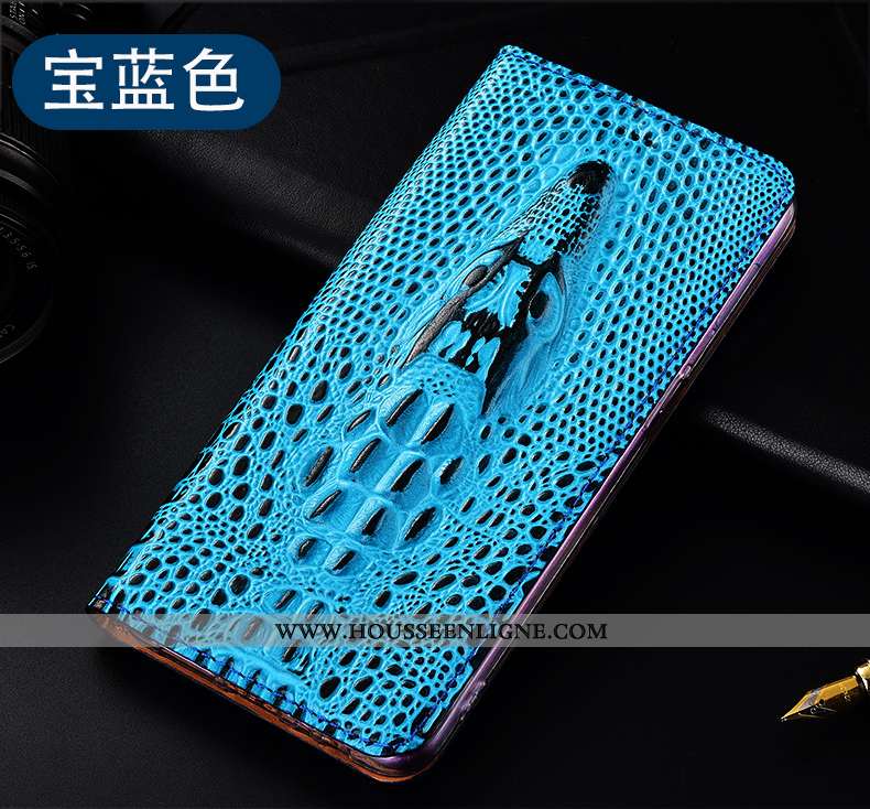 Étui Oneplus 7t Cuir Véritable Protection Coque Crocodile Housse Incassable Noir