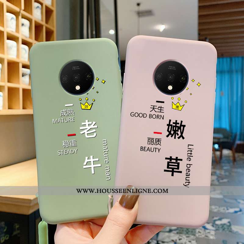 Étui Oneplus 7t Légère Fluide Doux Téléphone Portable Dessin Animé Silicone Coque Amoureux Verte