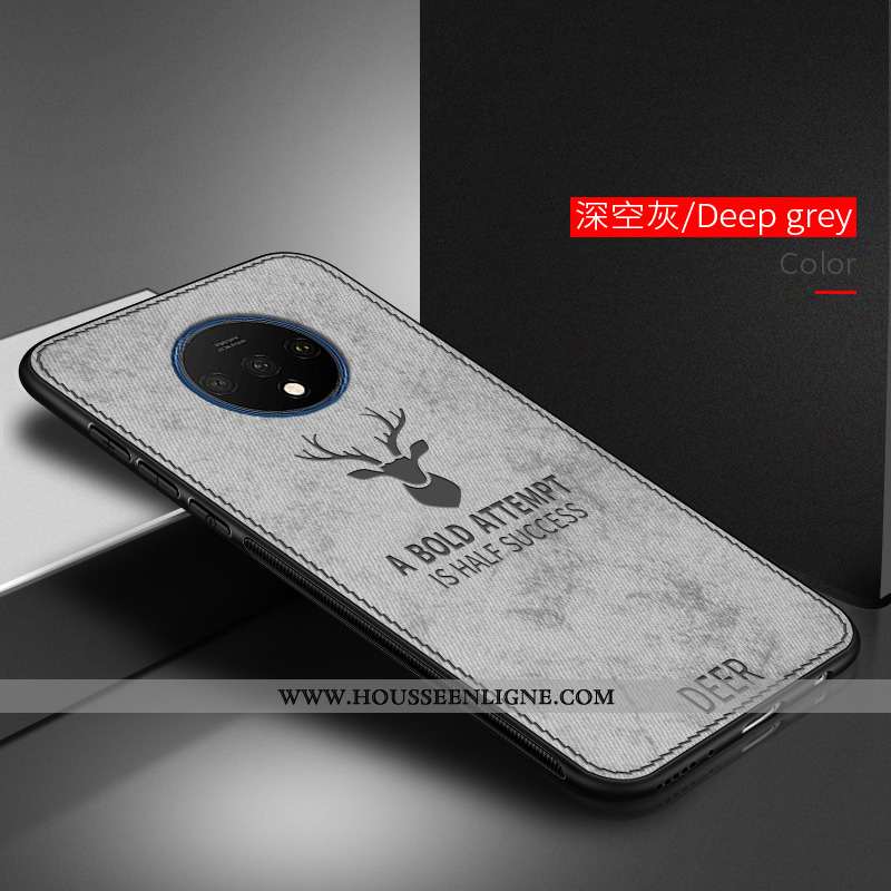 Étui Oneplus 7t Légère Modèle Fleurie Difficile Personnalité Coque Mode Protection Gris