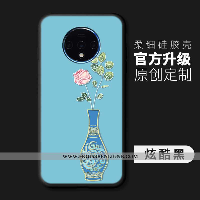 Étui Oneplus 7t Mode Protection Coque Légère Peinture Vent Fluide Doux Bleu