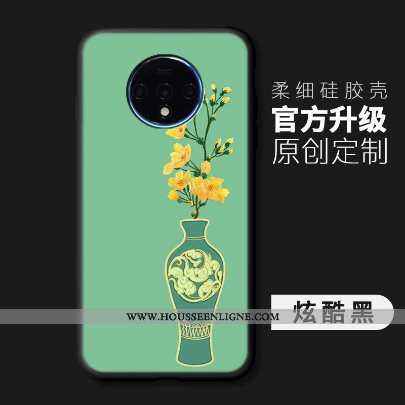 Étui Oneplus 7t Mode Protection Coque Légère Peinture Vent Fluide Doux Bleu