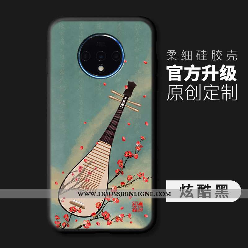 Étui Oneplus 7t Mode Protection Coque Légère Peinture Vent Fluide Doux Bleu