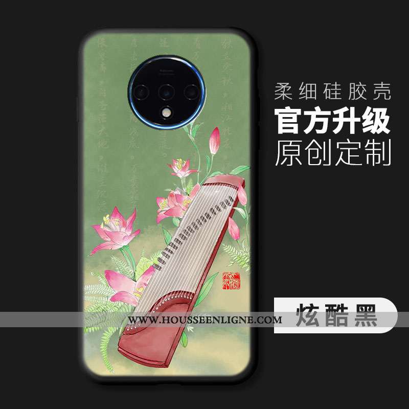 Étui Oneplus 7t Mode Protection Coque Légère Peinture Vent Fluide Doux Bleu