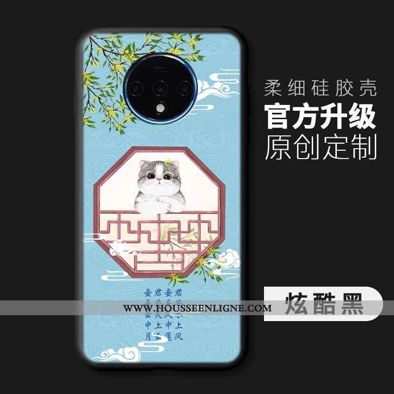 Étui Oneplus 7t Mode Protection Coque Légère Peinture Vent Fluide Doux Bleu