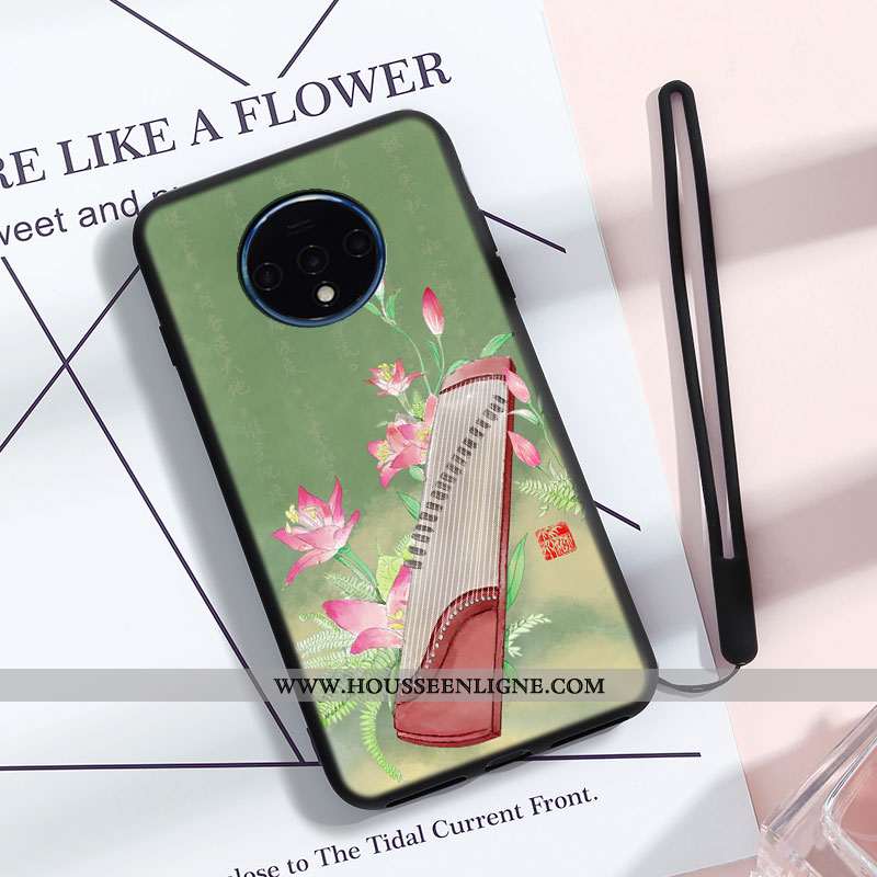 Étui Oneplus 7t Mode Protection Coque Légère Peinture Vent Fluide Doux Bleu